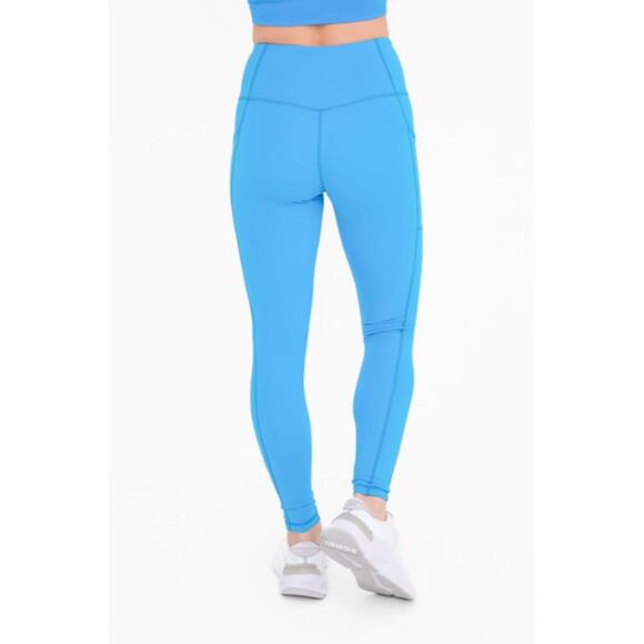 Mono B Womens Large Sweetheart No Front Seam High Waisted Leggings Blue MSRP $48 - Picture 3 of 13